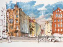 Скетчинг с художником на крыше и набережной Москвы